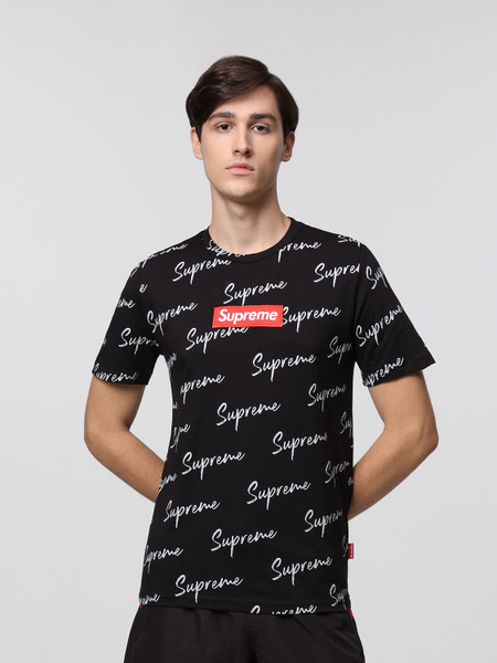 Футболка Supreme, размер 46, цвет черный, хлопок 100% - купить по ...