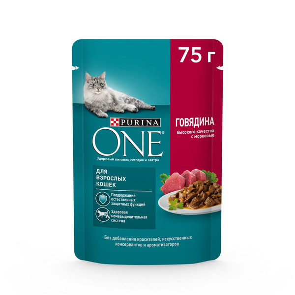 Корм влажный Purina One для взрослых кошек при домашнем образе жизни с ...