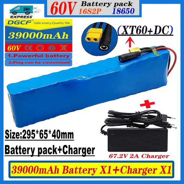 60V 16S2P XT60+DC 39Ah 18650 литий-ионный аккумуляторный блок Ebike ...