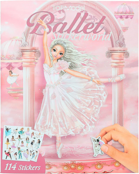 Depesche 13610 TOPModel Stickerworld Ballet - Libro di Adesivi con 20 Pagine di Sfondo da incollare, Incluse 3 Pagine Doppie di Adesivi per Abbigliamento e Accessori