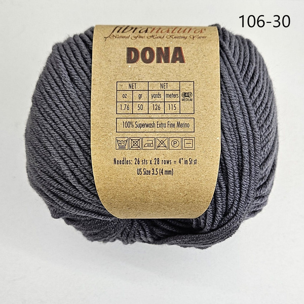 Пряжа Fibra Natura Dona/Фибра Натура Дона/, цвет 106-30, Графит , 10 ...