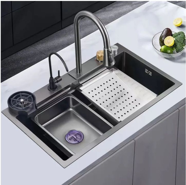 Многофункциональная раковина наномойка с дозатором мыла 60*45 см, Краны ...