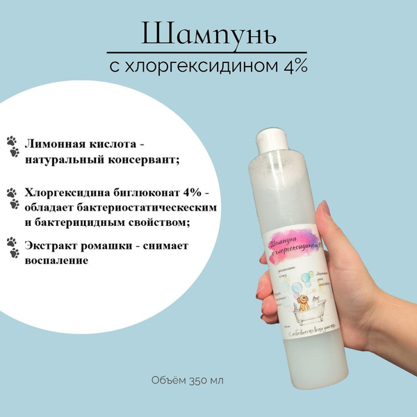 Шампунь с хлоргексидином для собак 4% лечебный - купить с доставкой по ...