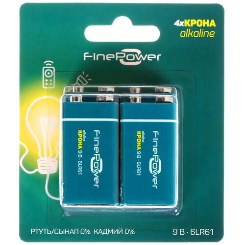 Батарейка щелочная FinePower Крона - купить с доставкой по выгодным ...