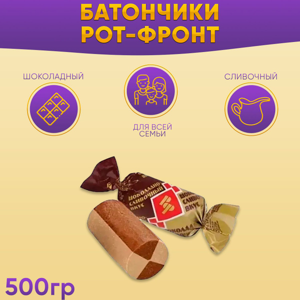 Батончики Рот Фронт шоколадно-сливочный вкус 500 грамм Рот Фронт ...