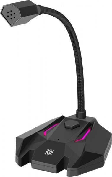 Микрофон Defender Игровой стрим Defender Tone GMC 100 USB, LED, черный ...