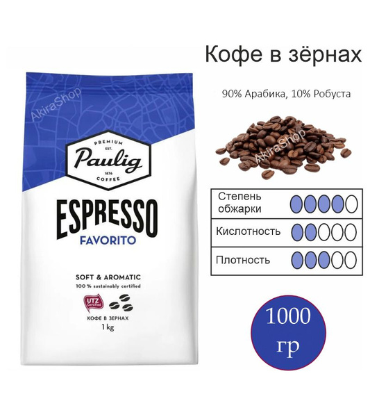 Кофе в зернах 1 кг. Paulig Espresso Favorito (Паулиг Еспрессо Фаворито ...