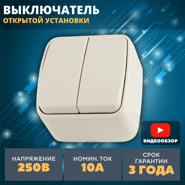 Выключатель TDM Electric, клавиш 2 шт, монтаж Открытый - купить с ...