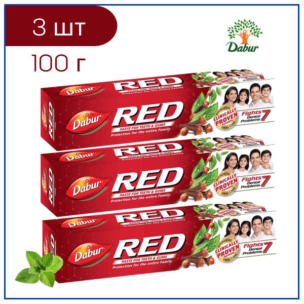 Dabur RED Зубная паста Ред аюрведическая красная / Дабур Ред / 100 г 3 ...