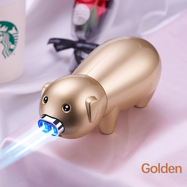 Viikei Очень большая зажигалка Snotty Pig, двойная, золотистая,(Пломба ...