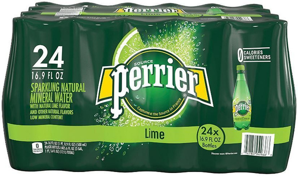 Вода Perrier Lime 0,5 л. ПЭТ. Перье Лайм минеральная, газ, 24 шт ...