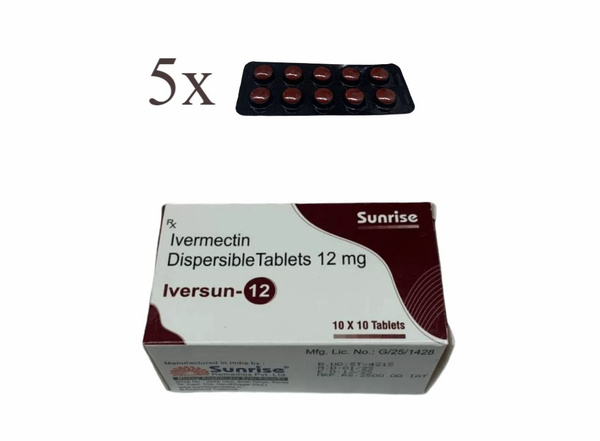 Ивермектин 12 мг Санрайз / Ivermectin Sunrise 50 таб, блистеры, для ...