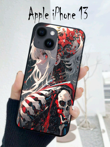 Чехол на айфон 13 аниме, чехол для iphone 13 с принтом, черный, матовый ...