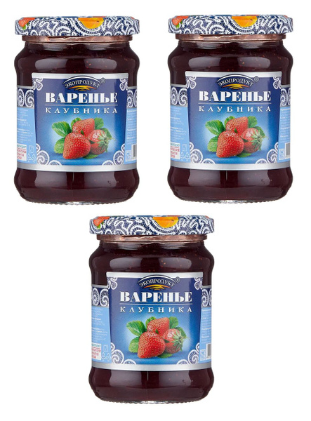 Экопродукт Варенье Клубничное 3шт по 325гр купить на OZON по низкой ...