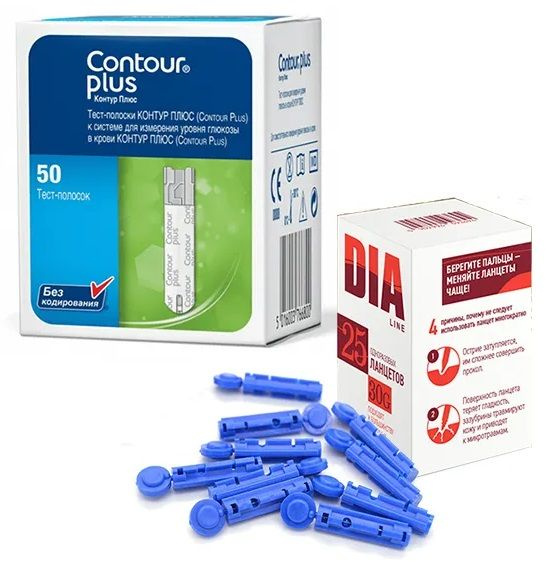 Тест-полоски Контур Плюс (Contour Plus) №50 + ланцеты 25 шт купить на ...