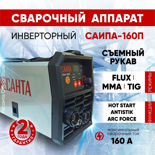 Сварочный полуавтомат без газа - Саипа-160П 3в1 РЕСАНТА - инверторный ...