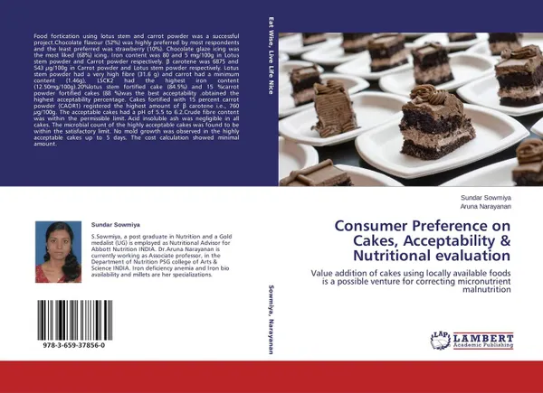 Обложка книги Consumer Preference on Cakes, Acceptability & Nutritional evaluation, Sundar Sowmiya and Aruna Narayanan
