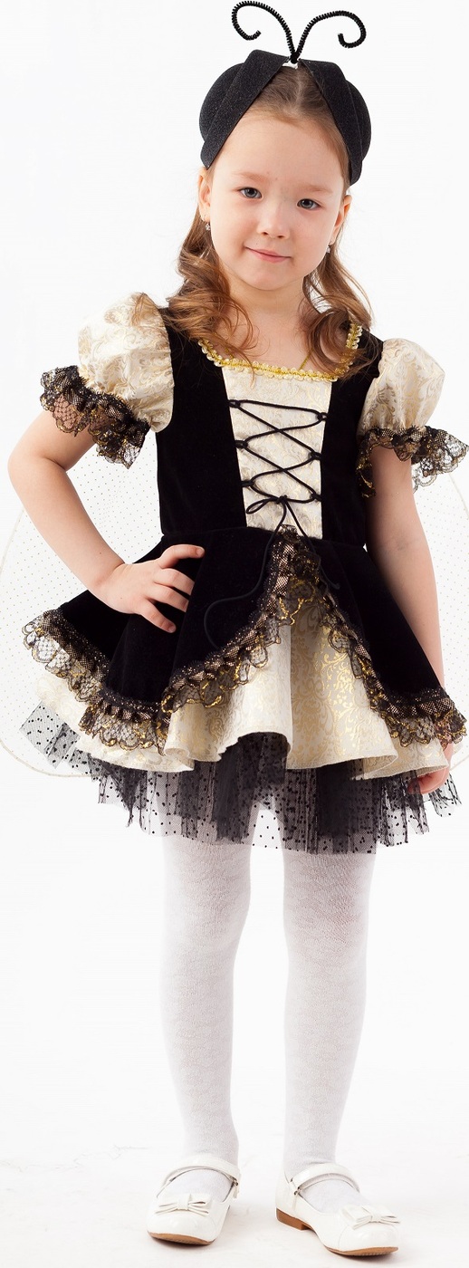 фото Карнавальный костюм Муха Цокотуха платье с крыльями, ободок с усиками размер 128-64 Пуговка