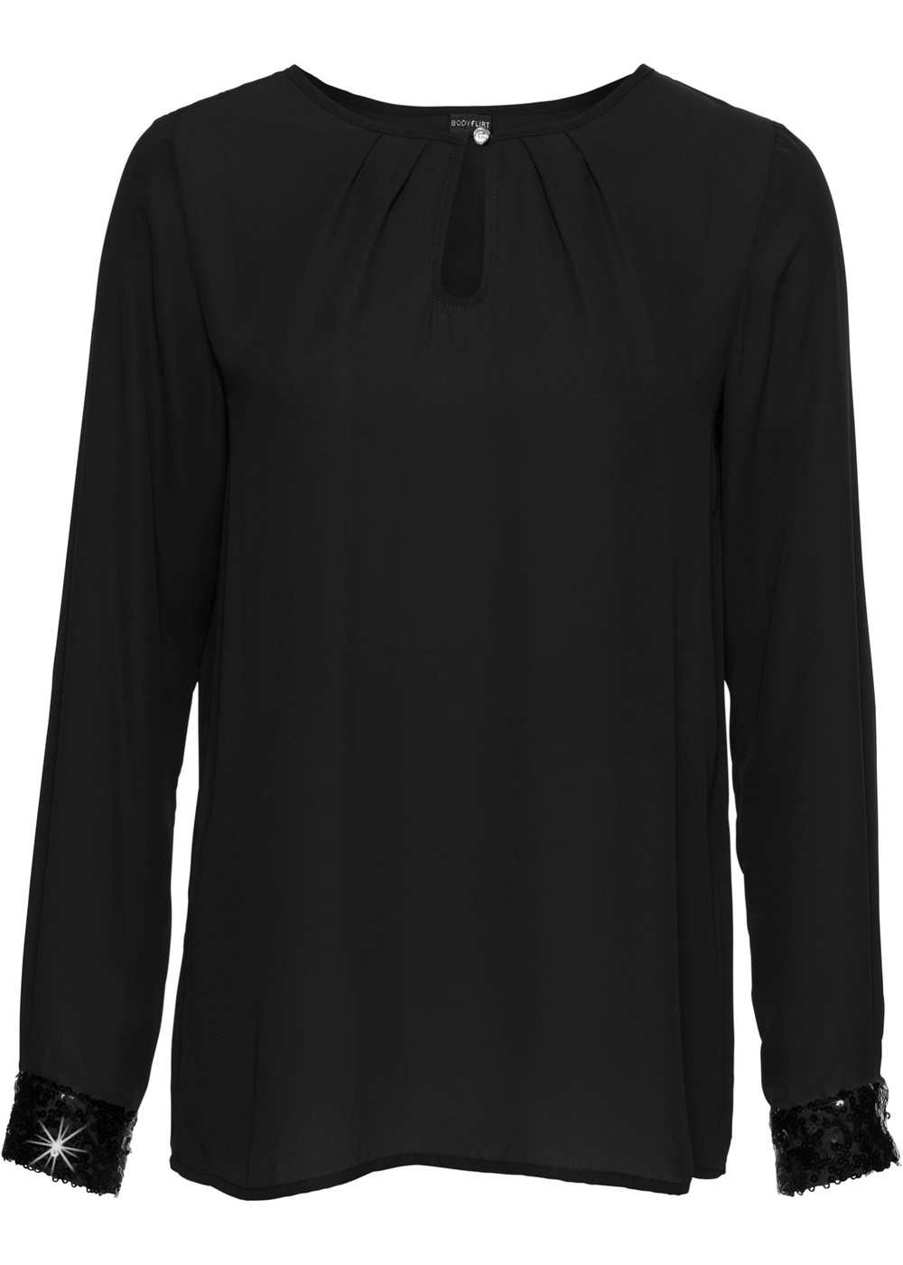 Легкая черная кофта. Bonprix блузка BODYFLIRT. Bonprix туника удлинённая. Черная блузка. Черная кофта с длинными рукавами.