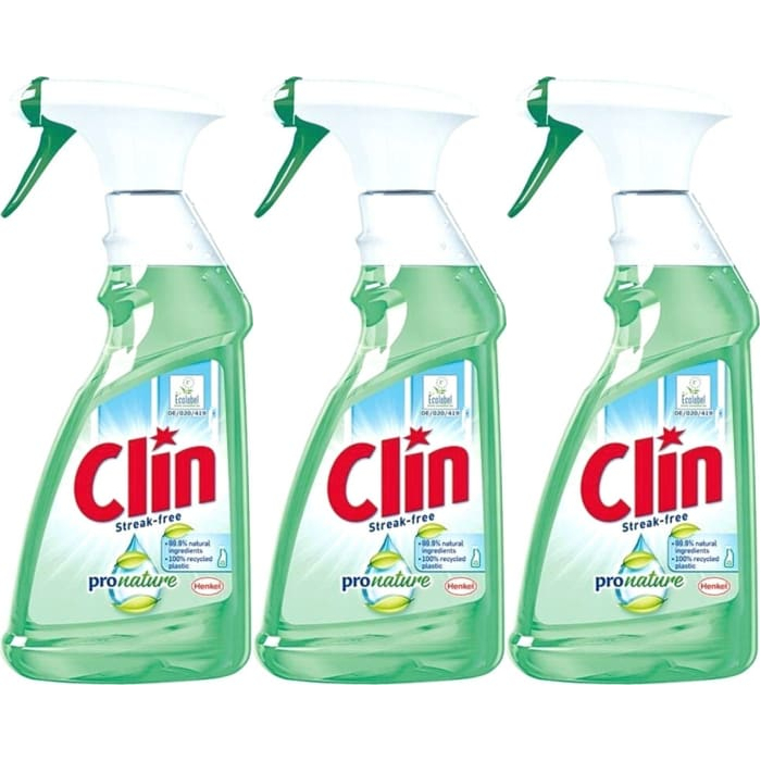 Средство Clin ProNature со спреем для мытья окон, 500 мл, комплект: 3 ...