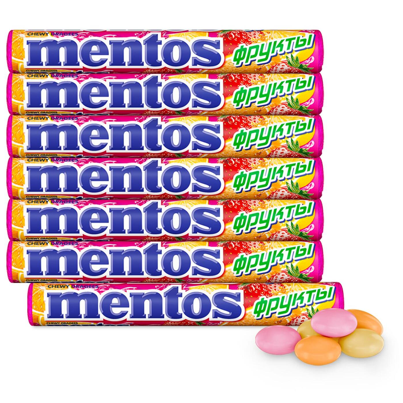 Жевательные драже Mentos Фрукты, 7шт по 37г — купить в интернет ...
