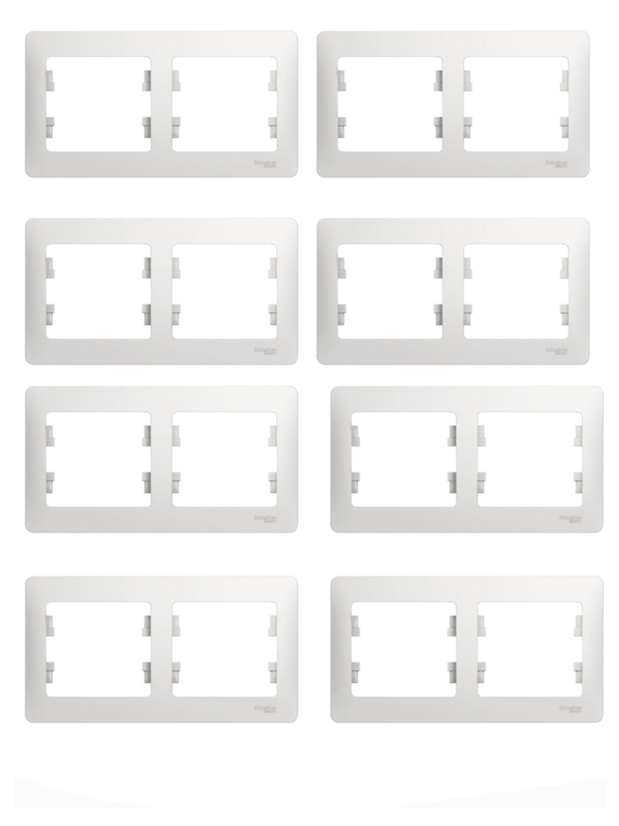 Рамка2-постоваягоризонтальнаяSystemeElectricGlossa,белая(комплект-8шт)