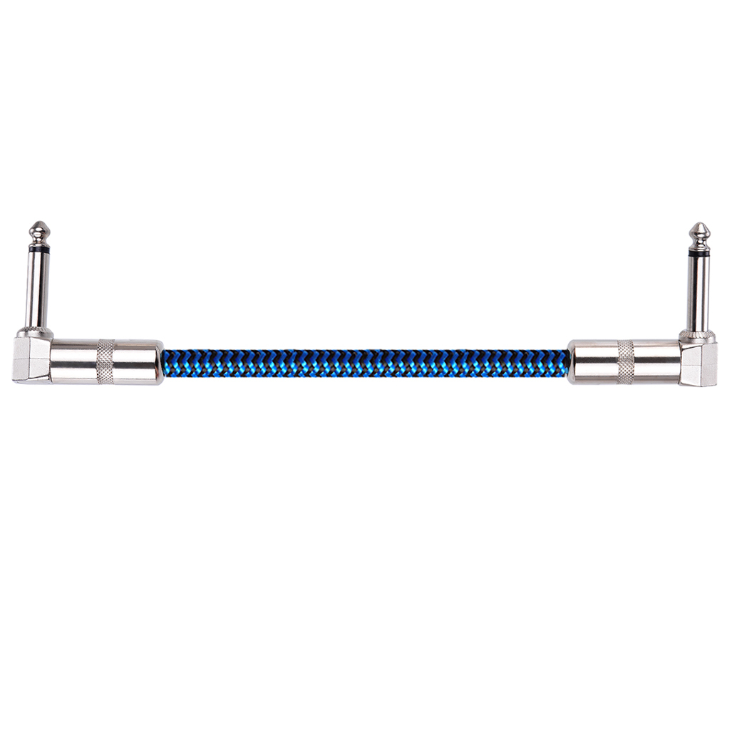 Кабель для соединения гитарных эффектов угловой джек/угловой джек, 25 см, голубой