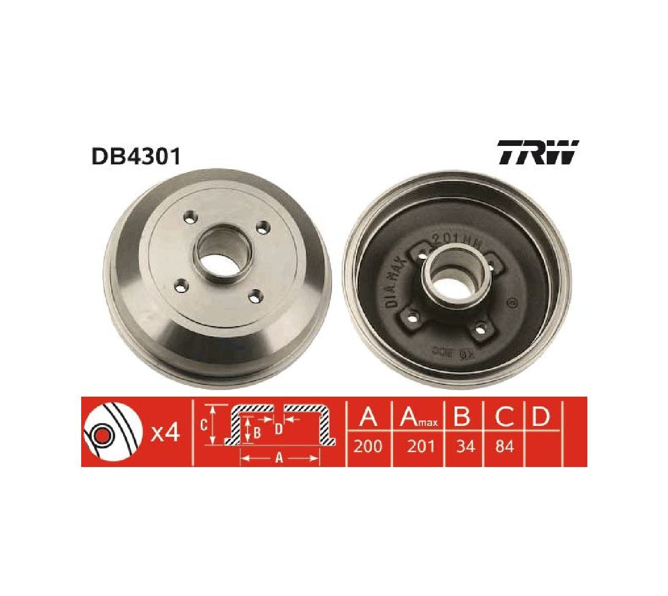 Барабан тормозной TRW арт. DB4301