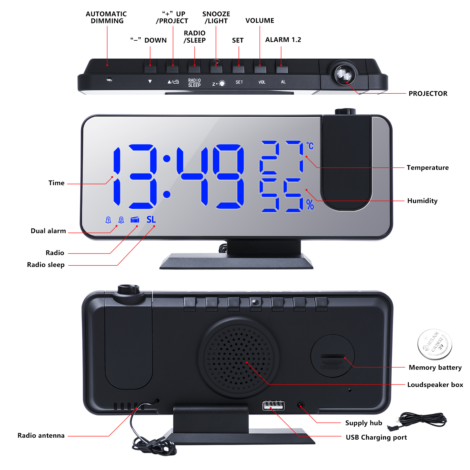 Проекционные часы Digital Projection Clock