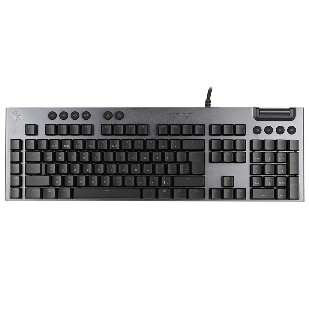 LogitechGИгроваяклавиатурапроводнаясГравировкойG813/G815,(GLLinearRed),Русскаяраскладка,серыйметаллик.Уцененныйтовар