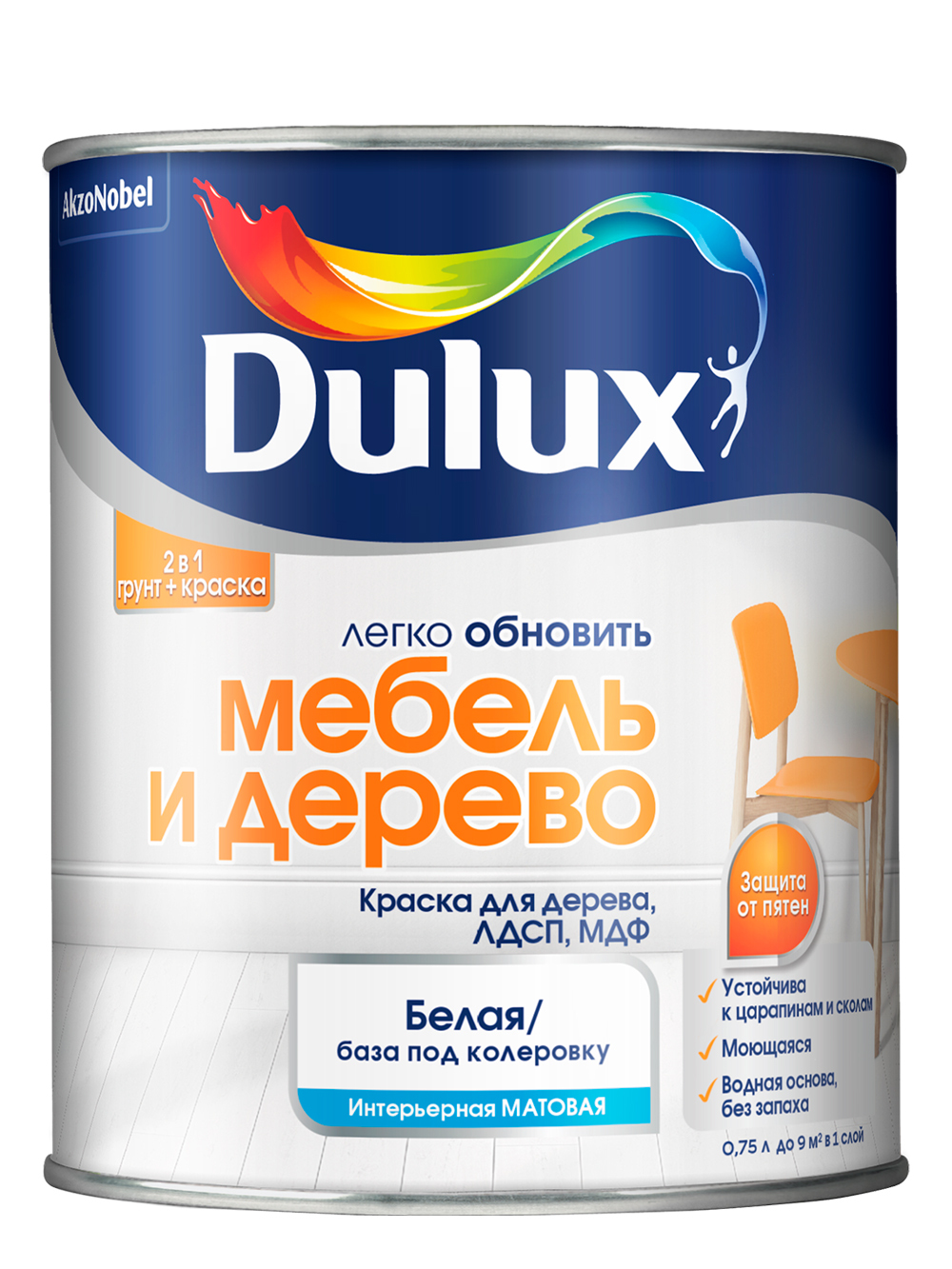 Краска dulux мебель и дерево мат bw 0 75л