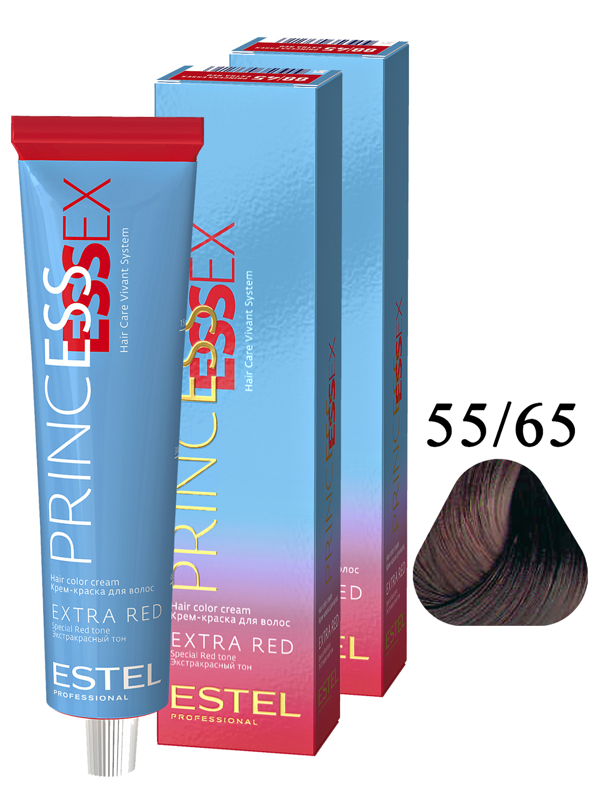 Estel Princess Essex Extra Red Крем-краска для волос, 66/45 темно-русый медно-красный