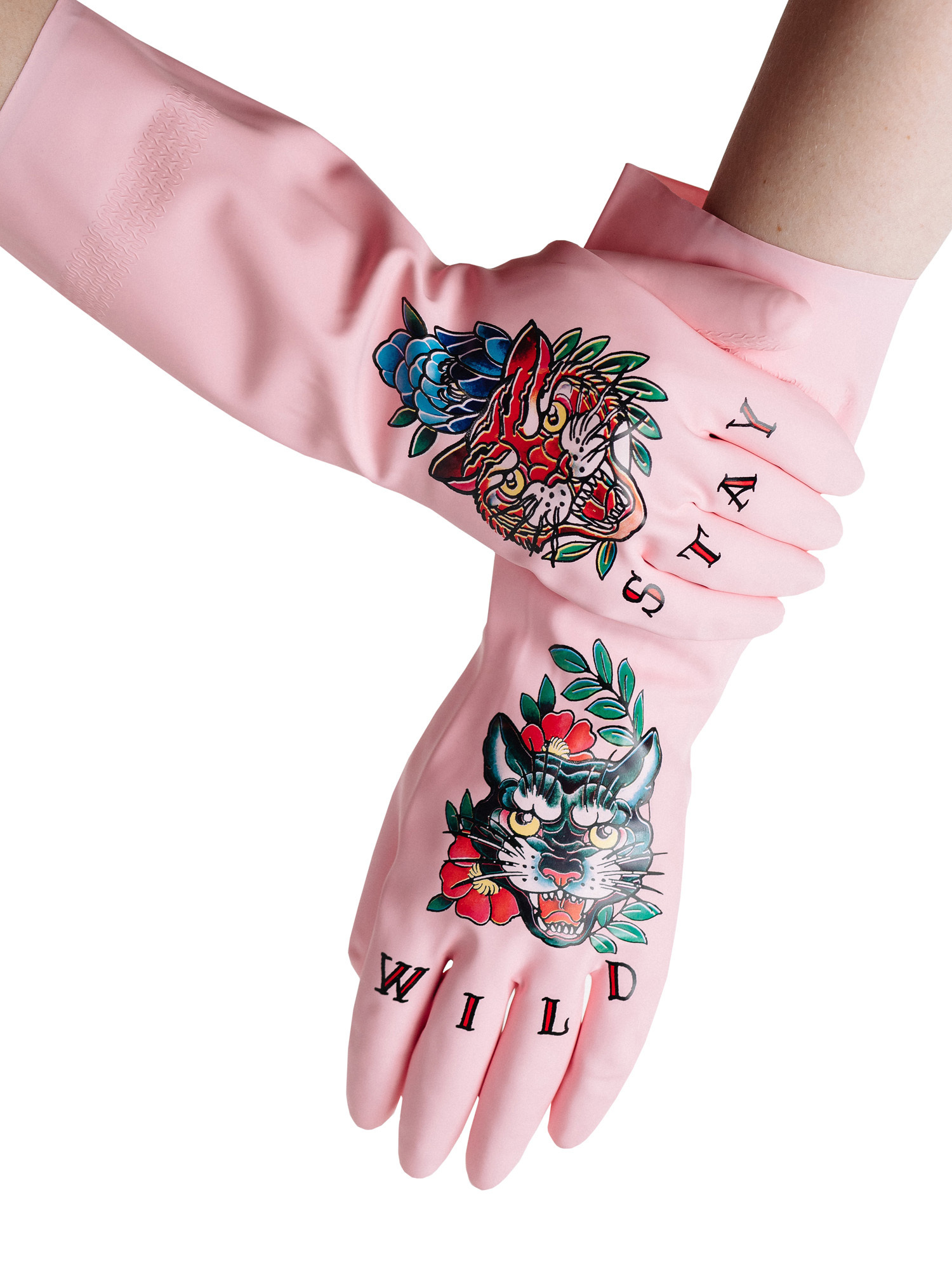 Розовые перчатки для тату