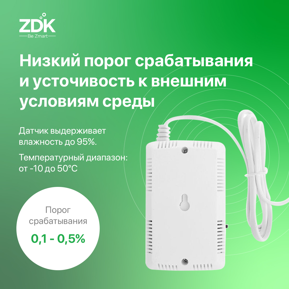 Датчик утечки газа ZDK Gaz, датчик бытового газа, газовая сигнализация