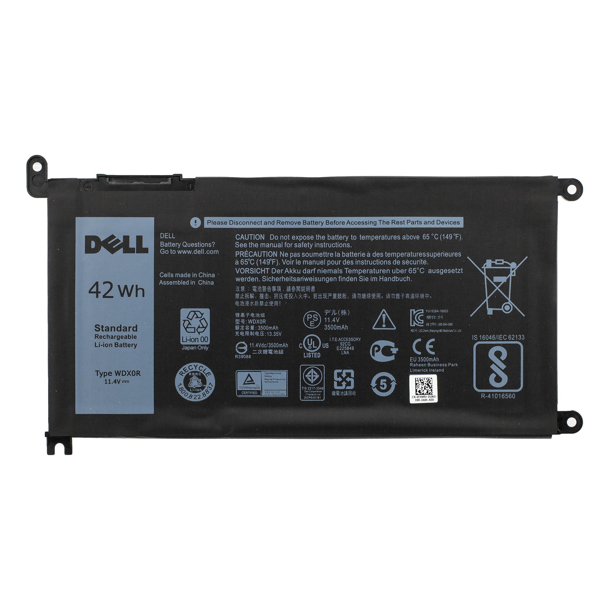 Аккумулятор для ноутбука Dell Inspiron 5570 3793 5567 , 5378 5565 3583 /  WDX0R - батарея ORG 3500mAh - купить с доставкой по выгодным ценам в  интернет-магазине OZON (242722395)