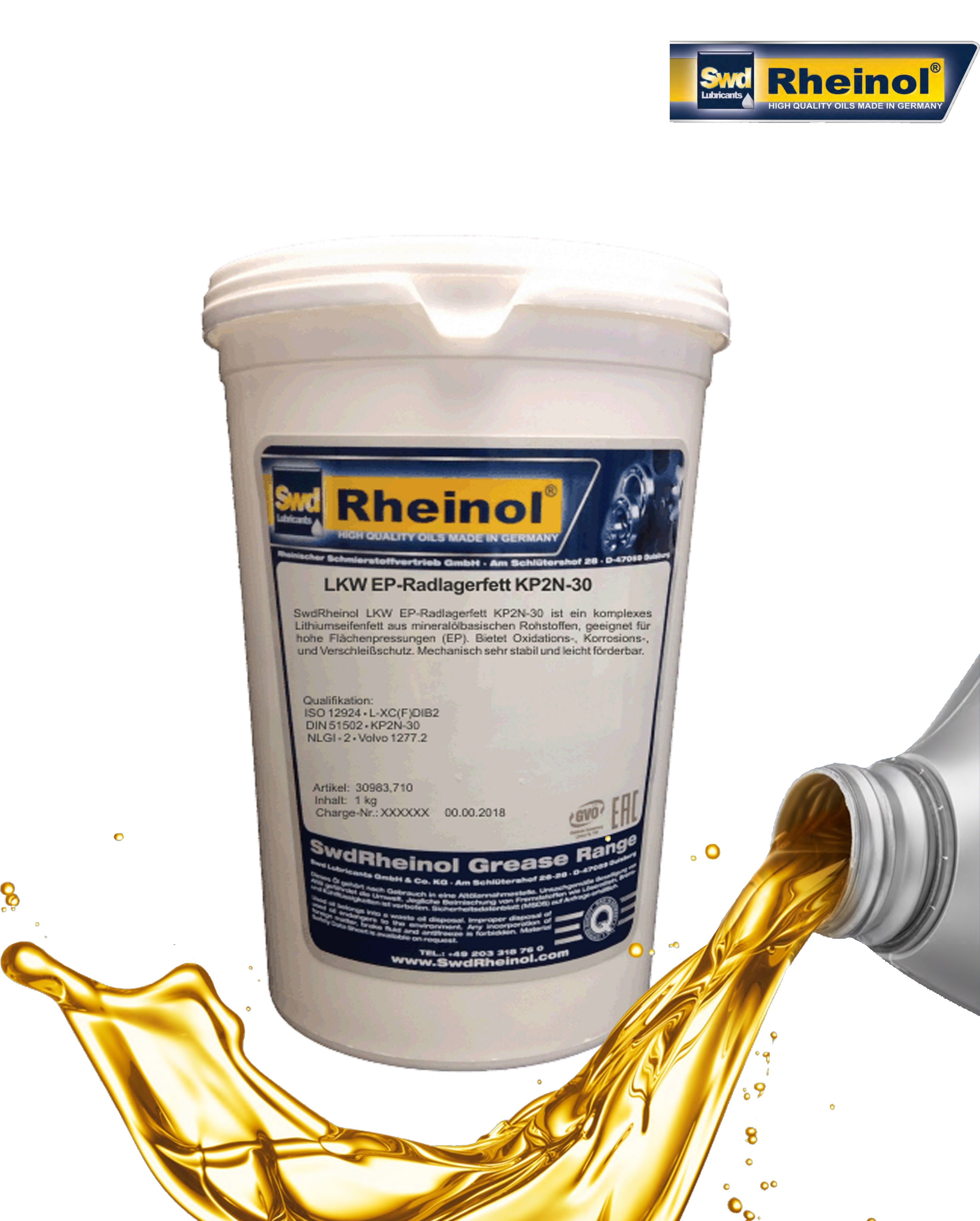 Литиевая смазка для подшипников ступицы колеса Swd Rheinol LKW EP-Radlagerfett KP2N-30 (1 кг) - изображение