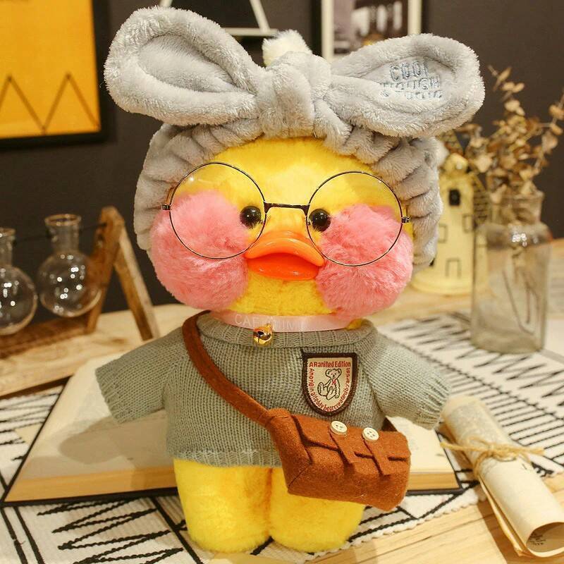Мягкая игрушка уточка ЛаЛаФанФан (La La Fan Fan duck) желтая, плюшевая ...