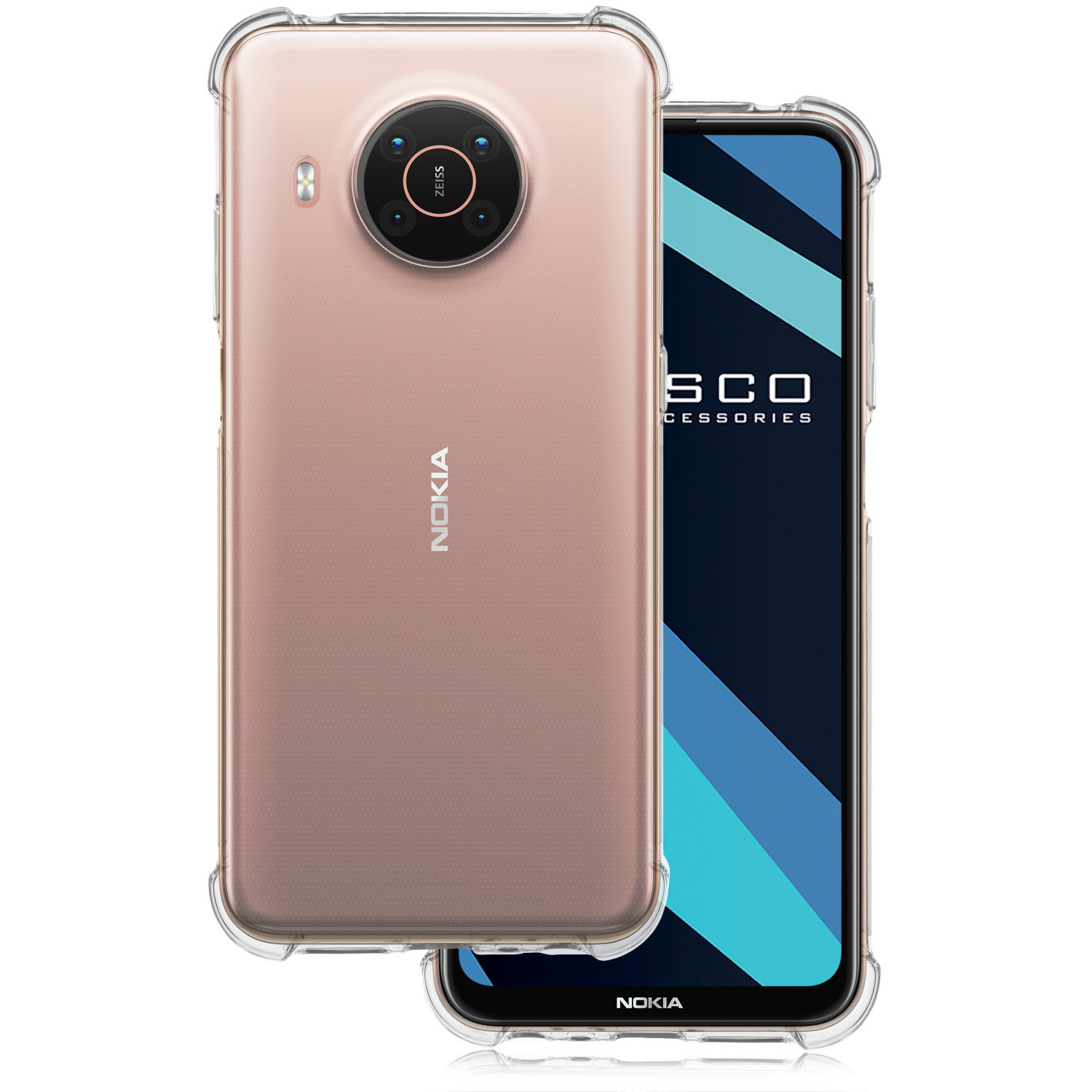 Противоударный силиконовый чехол ROSCO для Nokia X20 и Nokia X10 (Нокиа Х20  и Нокиа Х10) с усиленными углами и бортиком (защитой) вокруг модуля камер,  прозрачный - купить с доставкой по выгодным ценам