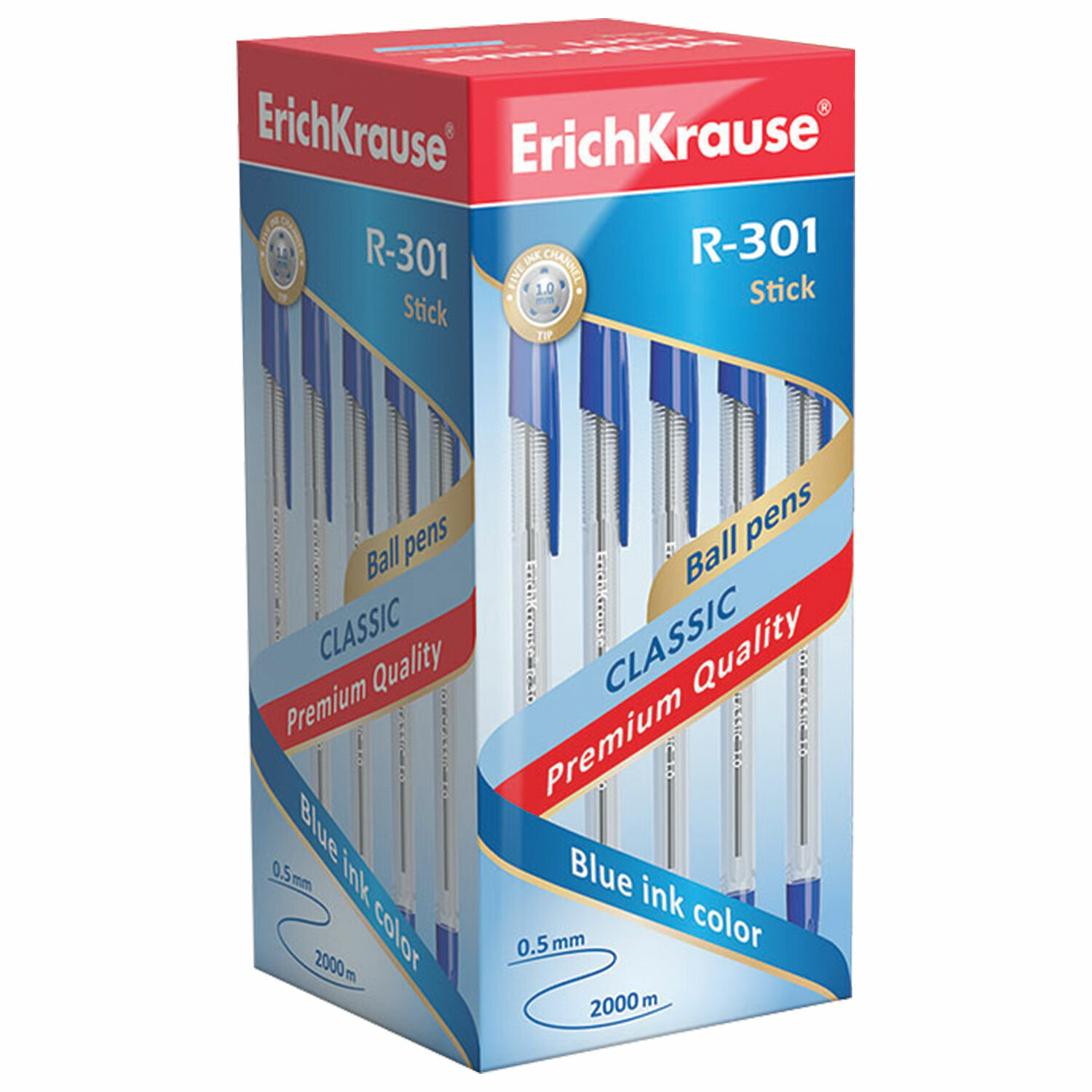 Ручка шариковая Erich Krause R-301 Classic Stick 1.0, цвет чернил: синий, 43184, 50 шт