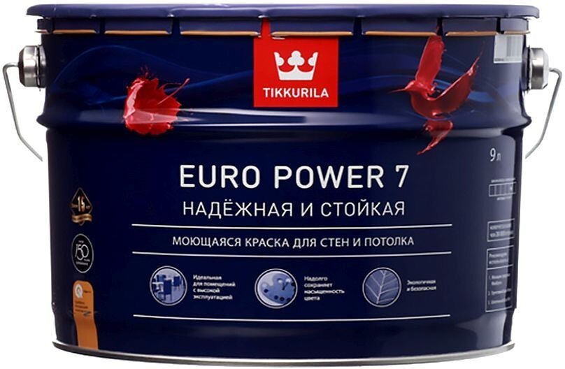 Краска для потолков белая тиккурила. Tikkurila Euro Power 7 9л. Краска Тиккурила евро повер 7. Краска Tikkurila Euro Smart-2. Tikkurila Euro Power 7 0.9 л.