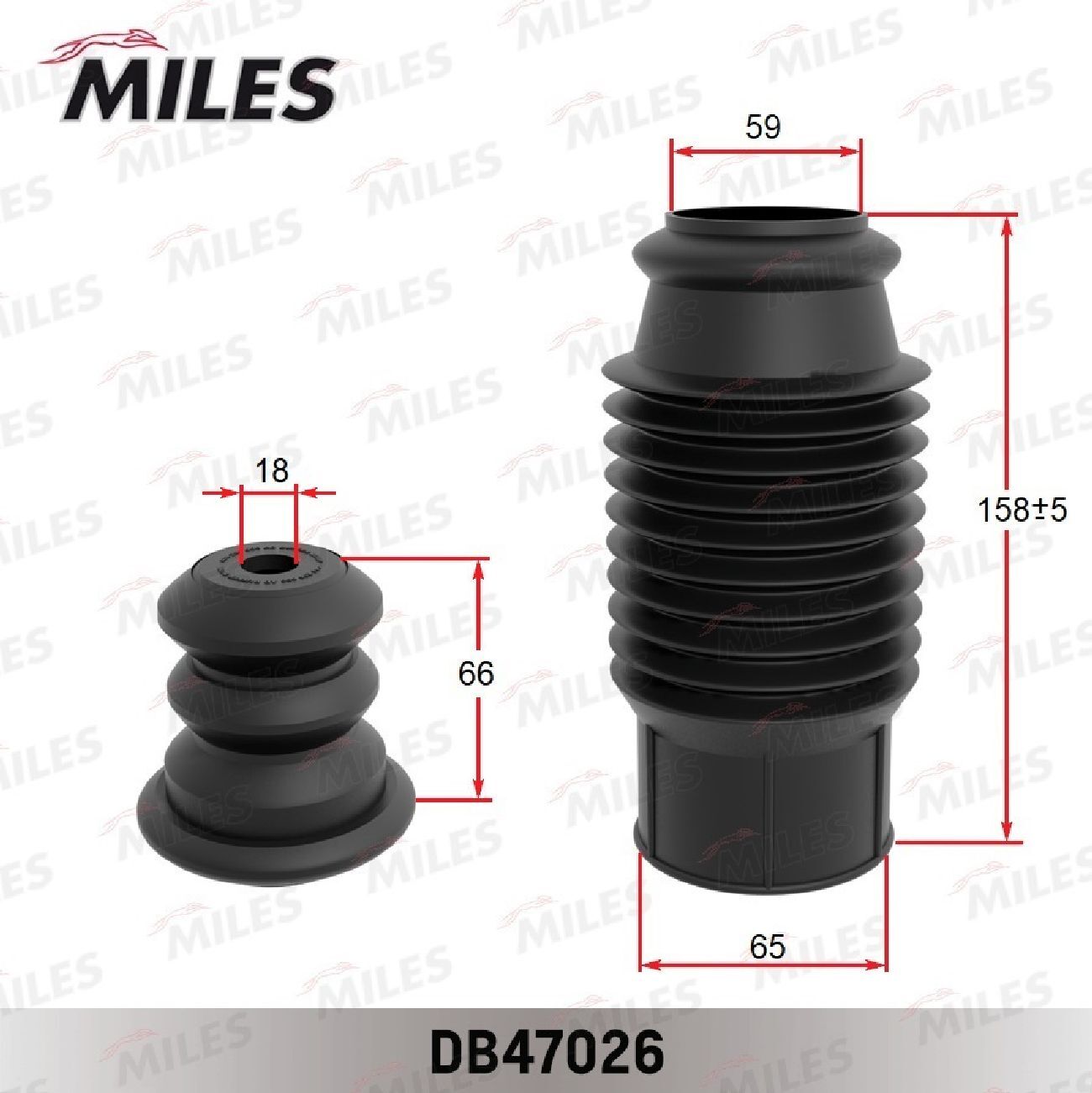 Отбойник+пыльник аморт. MILES DB47026 (D18mm/L66mm)