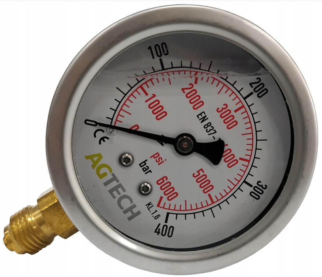 Манометр гидравлический 400 Bar (резьба - 1/4" (13 мм), диаметр - 62 мм)
