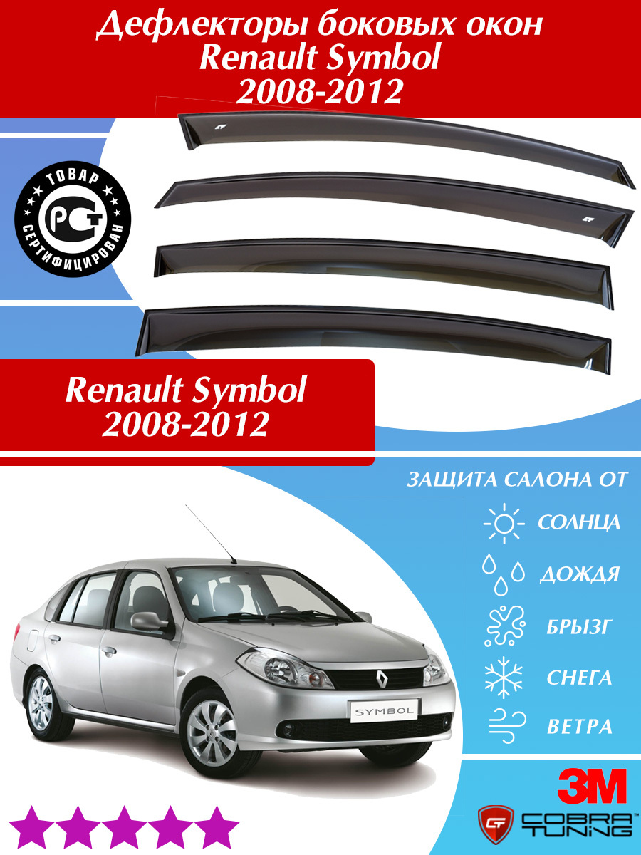 Дефлекторы Renault symbol 2008.