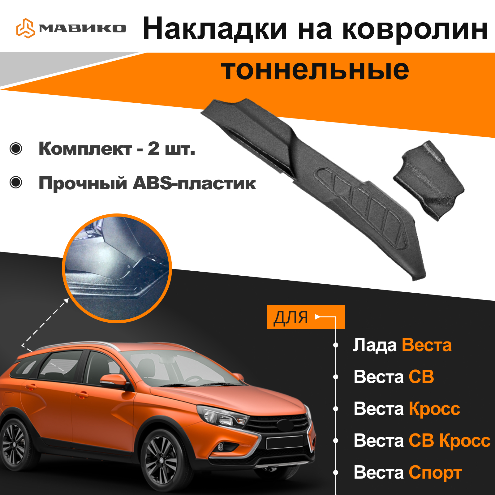 НакладкинаковролинтоннельныеЛадаВеста,ВестаКросс,ВестаСВ,ВестаСВКросс,накладкиковрикивсалонLADAVestaСross