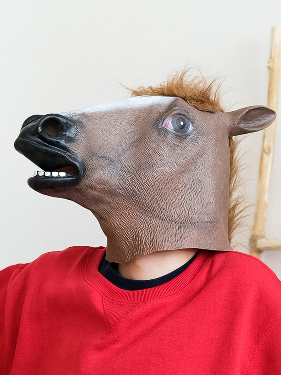 Реалистичная маска коня на голову для любителей розыгрышей
