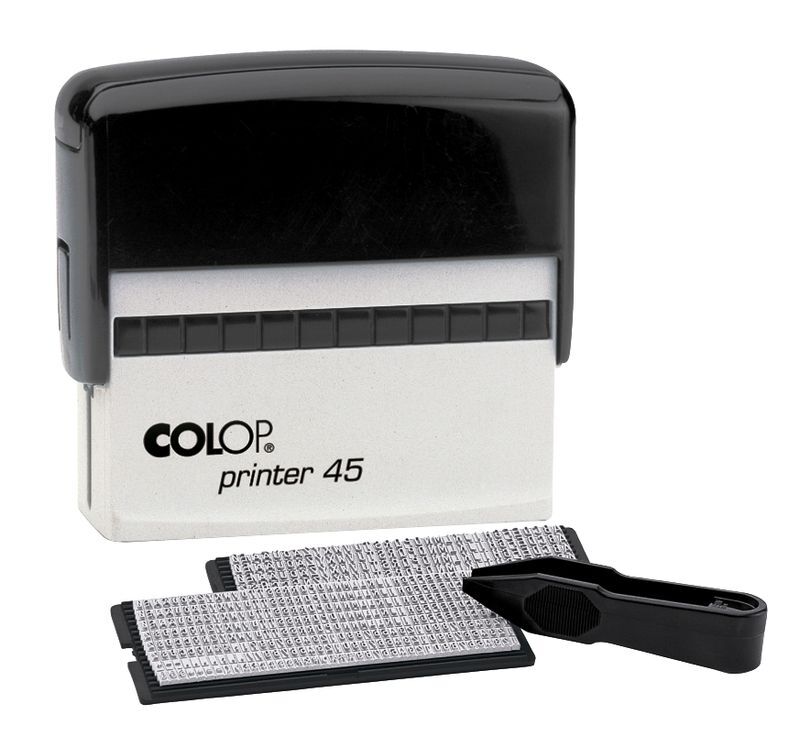 Штамп самонаборный Colop Printer 45 Set-F, 25*82 мм, без рамки-7 строк, с рамкой-5 строк