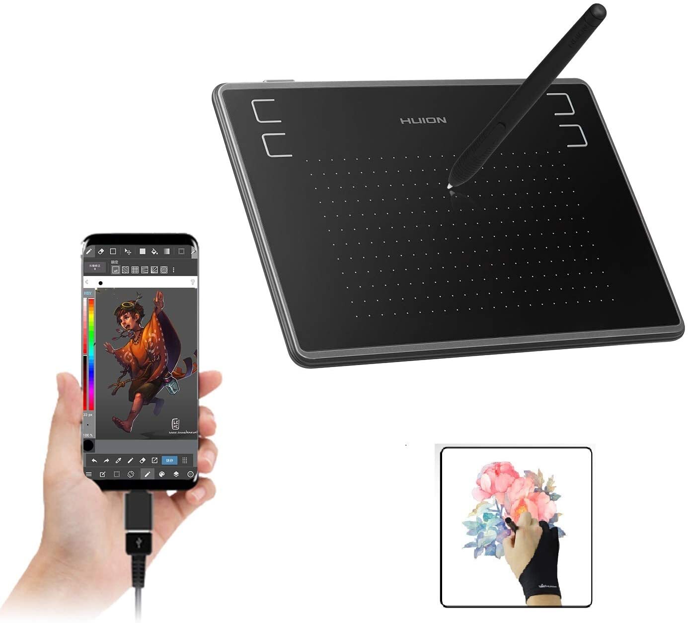 Huion Графический планшет H430P, черный