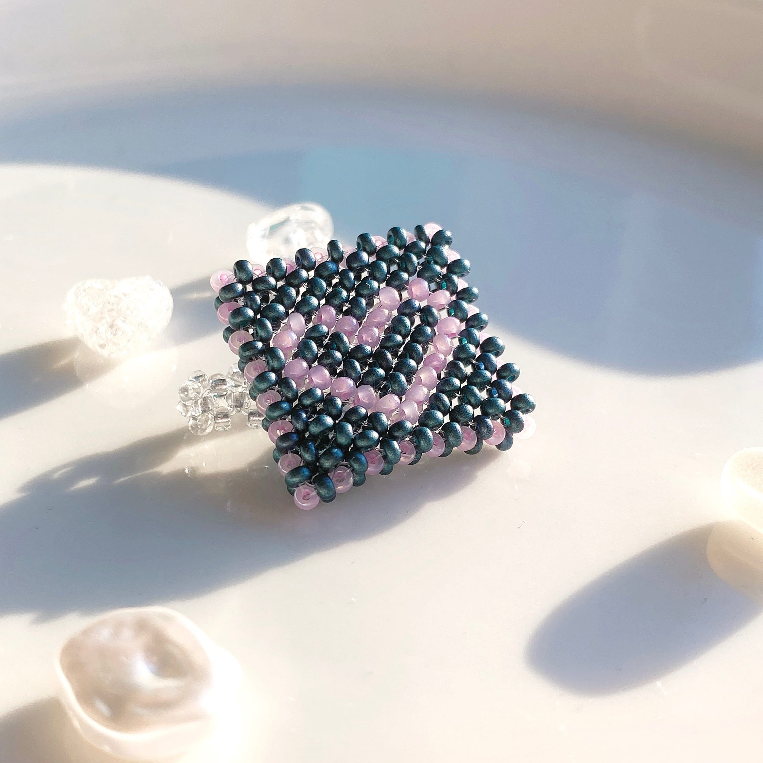 Кольцо из бисера Сердце в квадрате - купить с доставкой по выгодным ценам в интернет-магазине OZON (651257038)