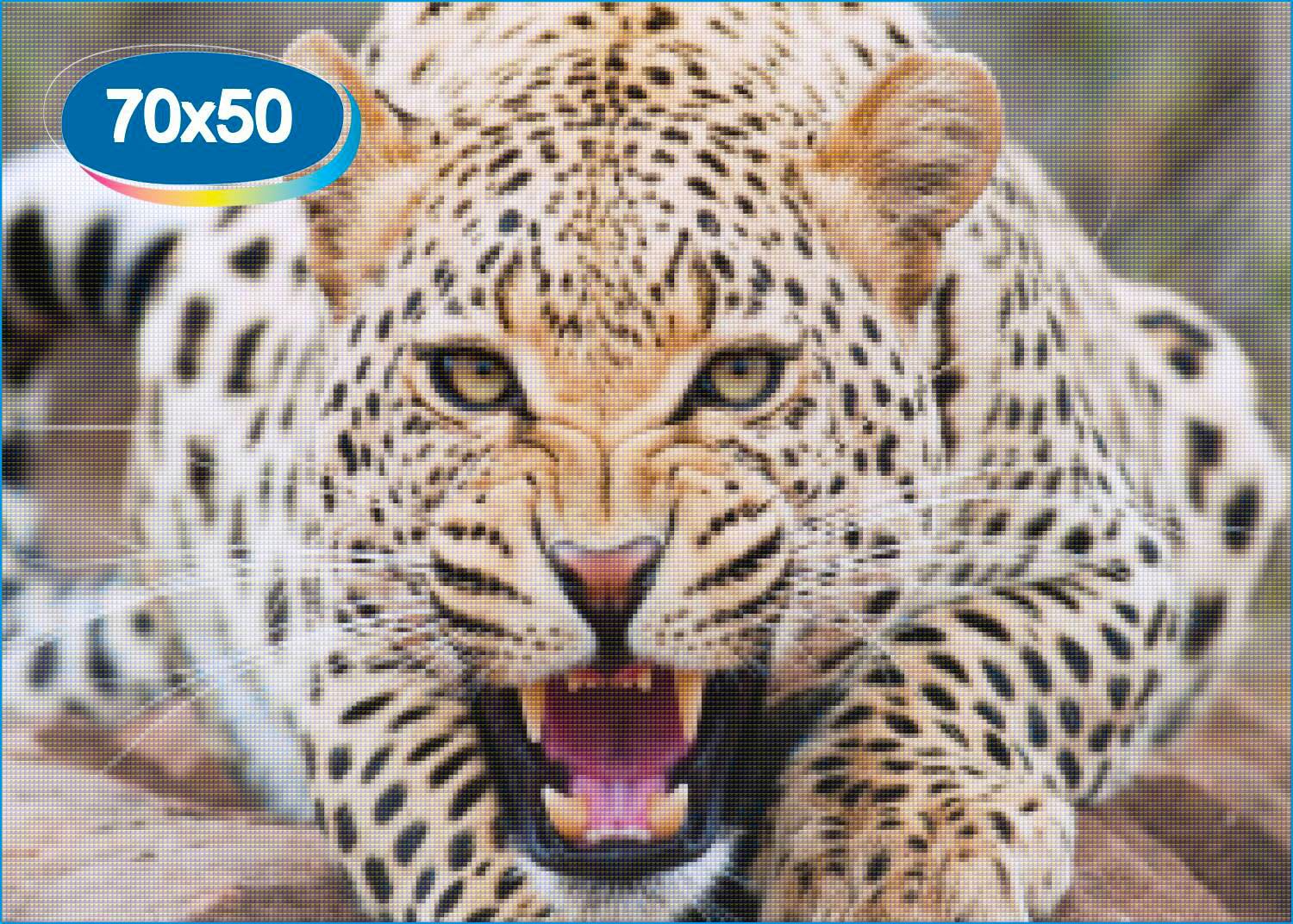 The most dangerous animal. Ягуар злится. Алмазная мозаика леопард 30 40.