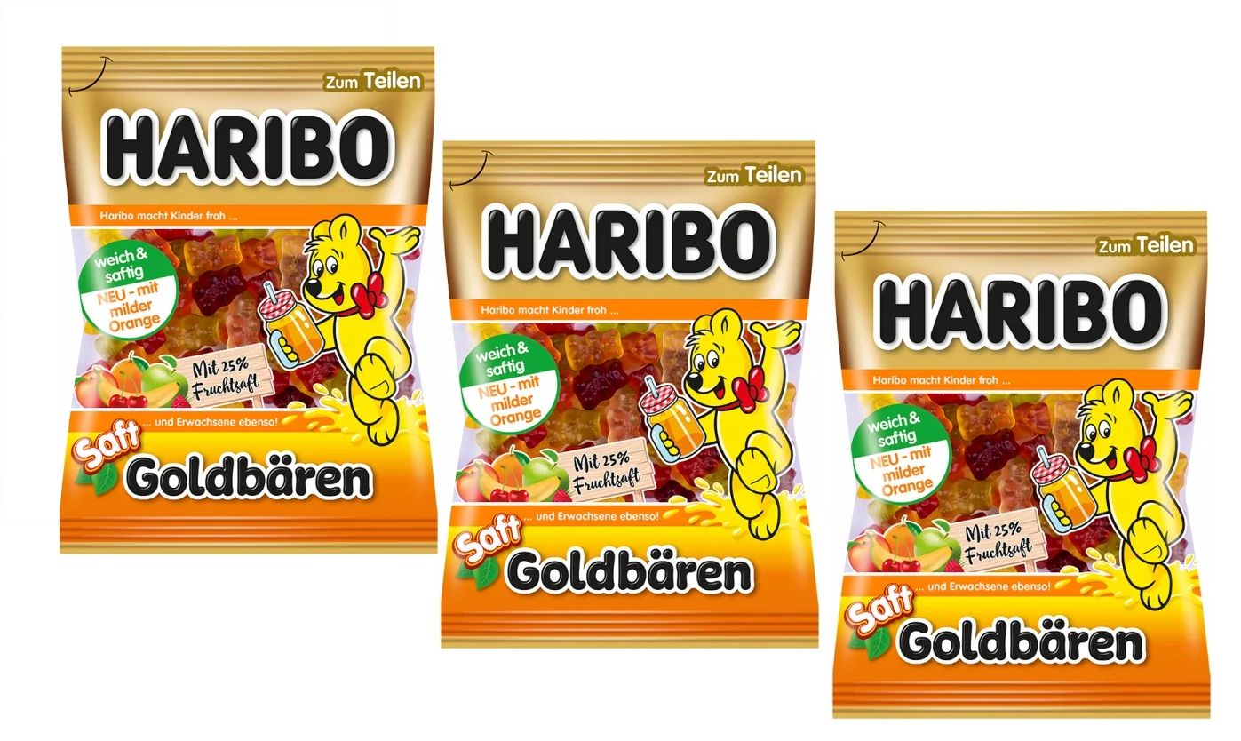 Мармелад <b>Haribo</b> Goldbaren с добавлением сока, (3 шт. х 175 гр.) - характери...